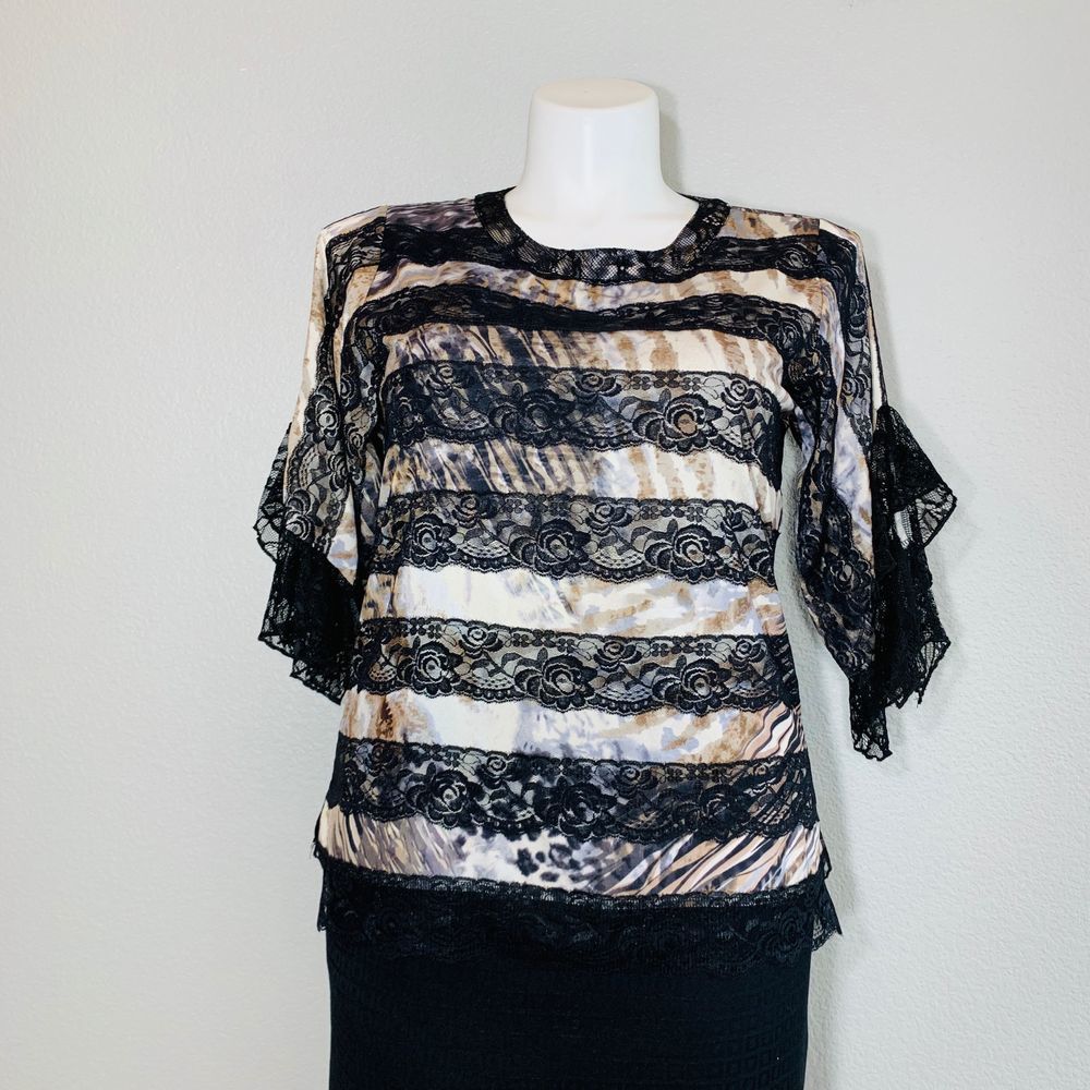 SHARON YOUNG BLACK LACEY TOP
